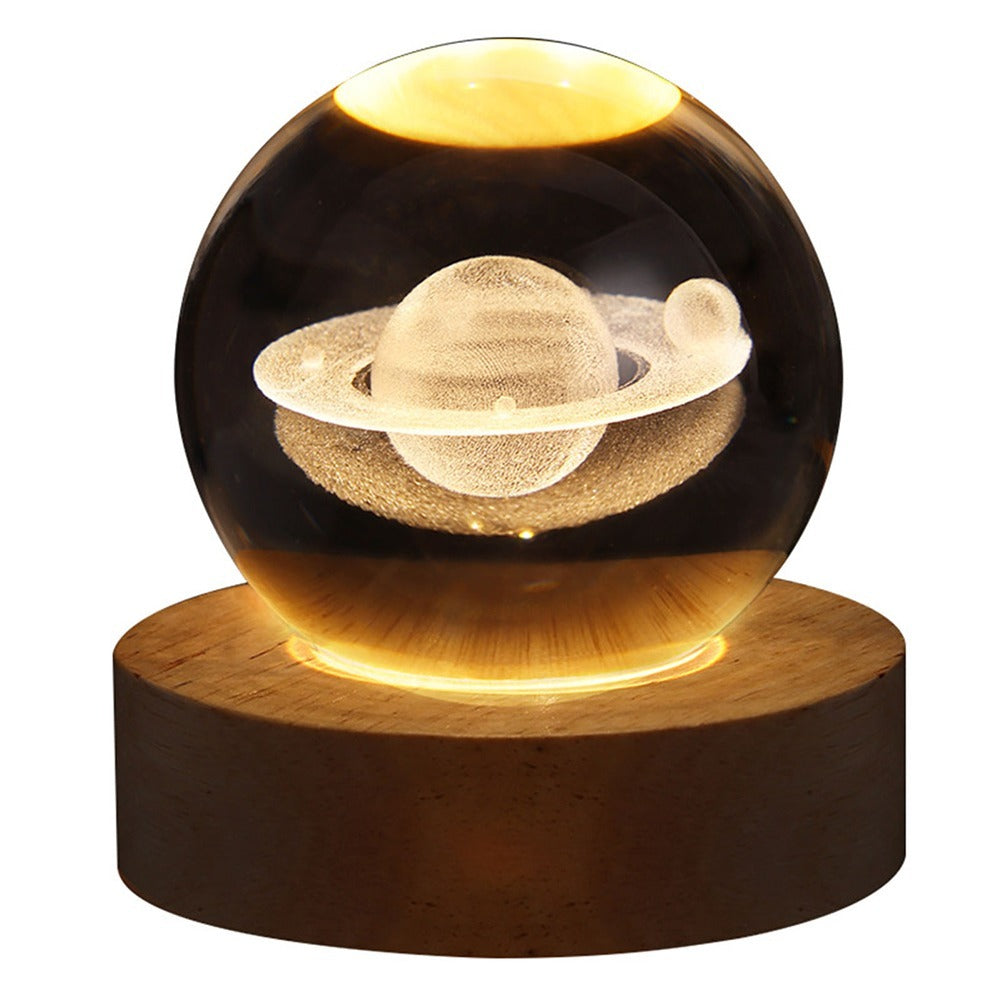 Galaxy Moon Lamp Crystal Ball Night Light – 3D Astronaut & Planet USB LED Table Lamp | Kids Bedroom Decor, Gift Light