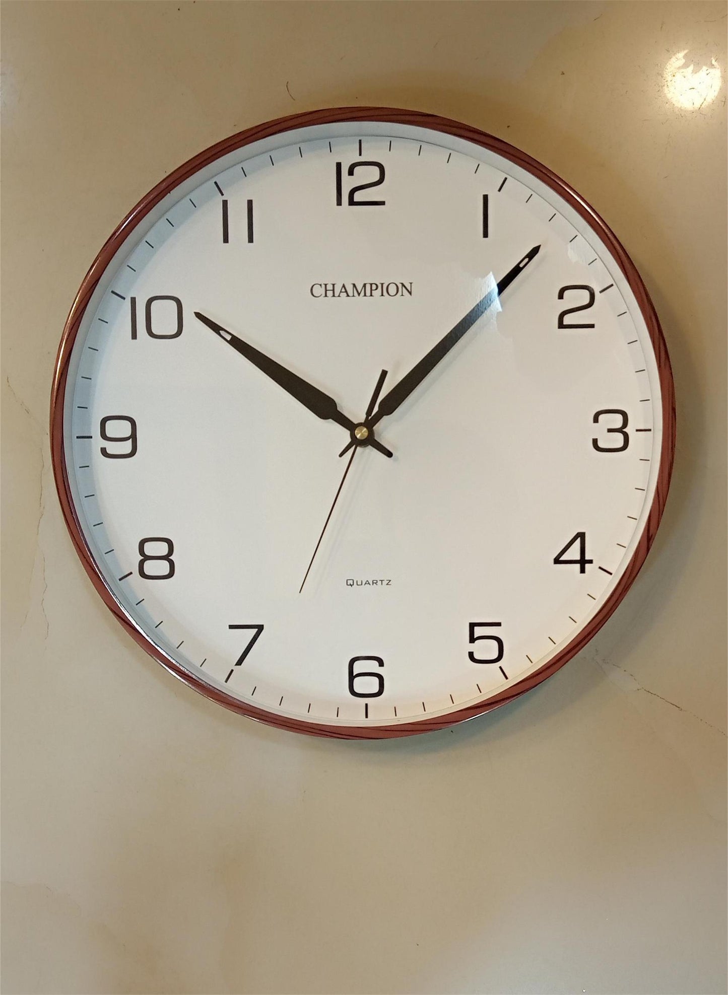 Champion Classic Brown Wall Clock - 13 Inches Elegant Design for Modern Homes