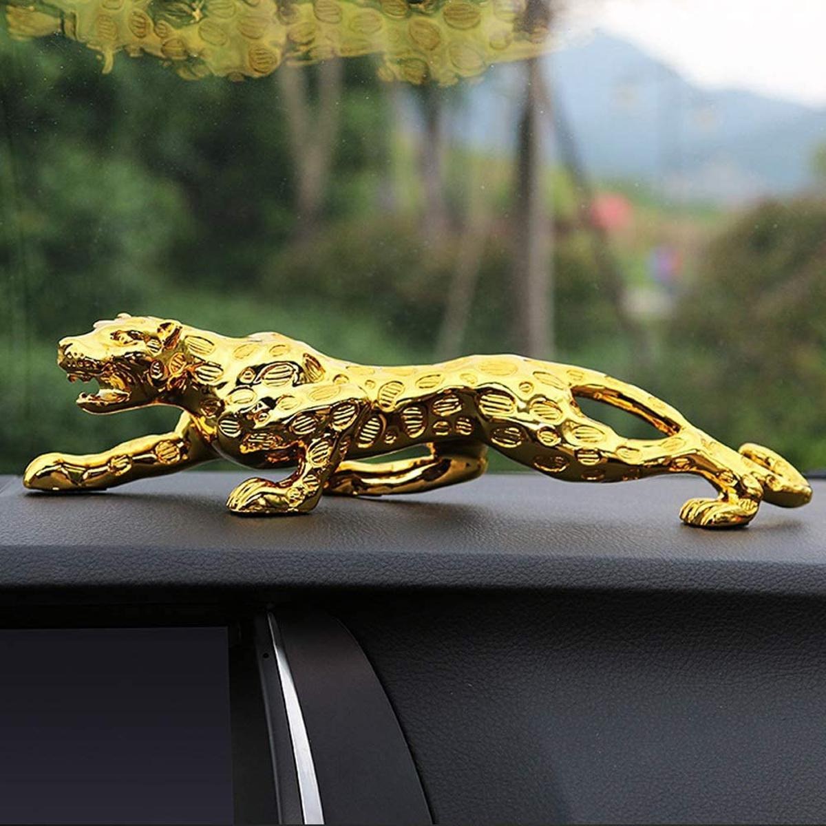 1pc Money Leopard Figurine Auto Interior Dashboard Accessories Resin Crafts Home Decor Cool Automobiles Gift Car Ornaments