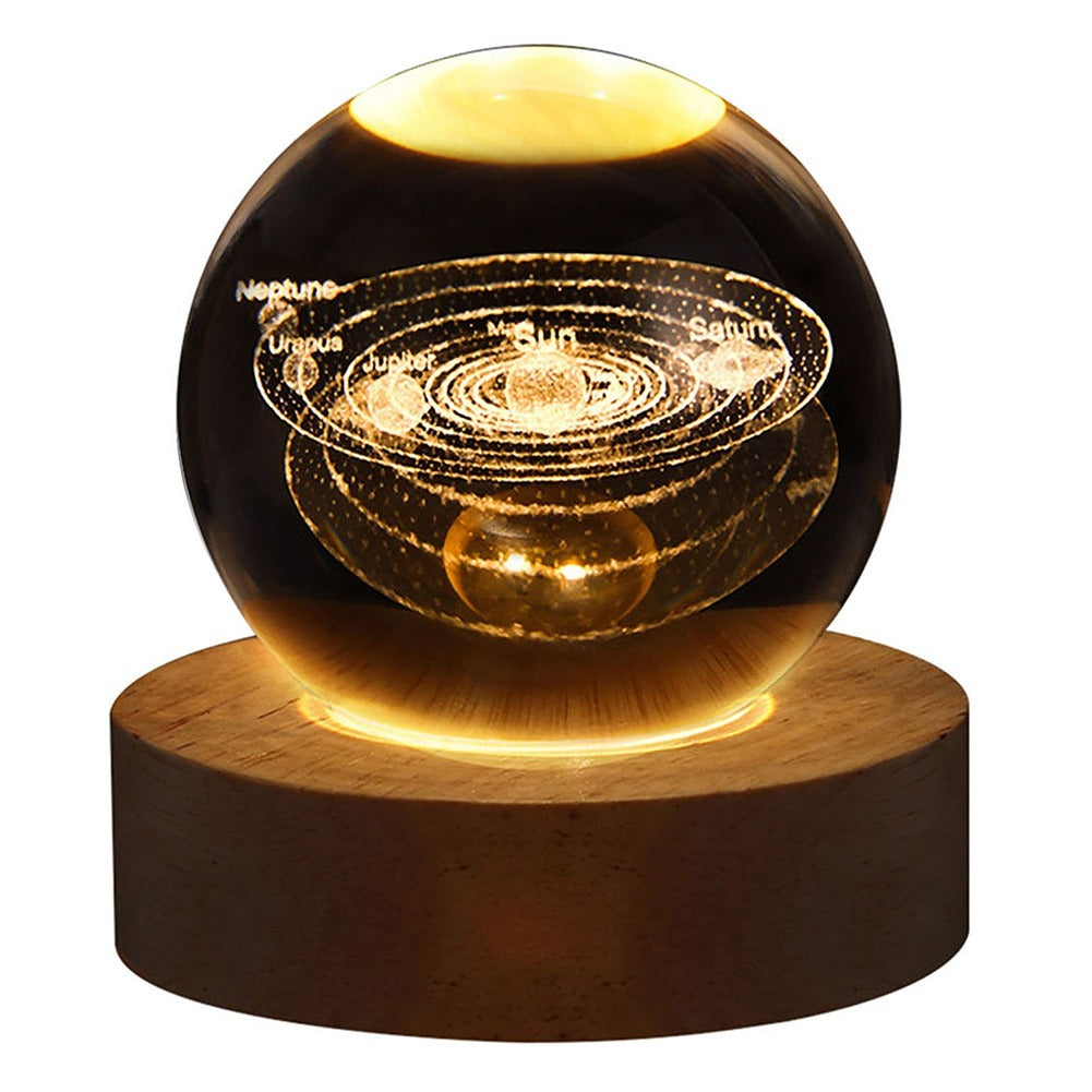 Galaxy Moon Lamp Crystal Ball Night Light – 3D Astronaut & Planet USB LED Table Lamp | Kids Bedroom Decor, Gift Light
