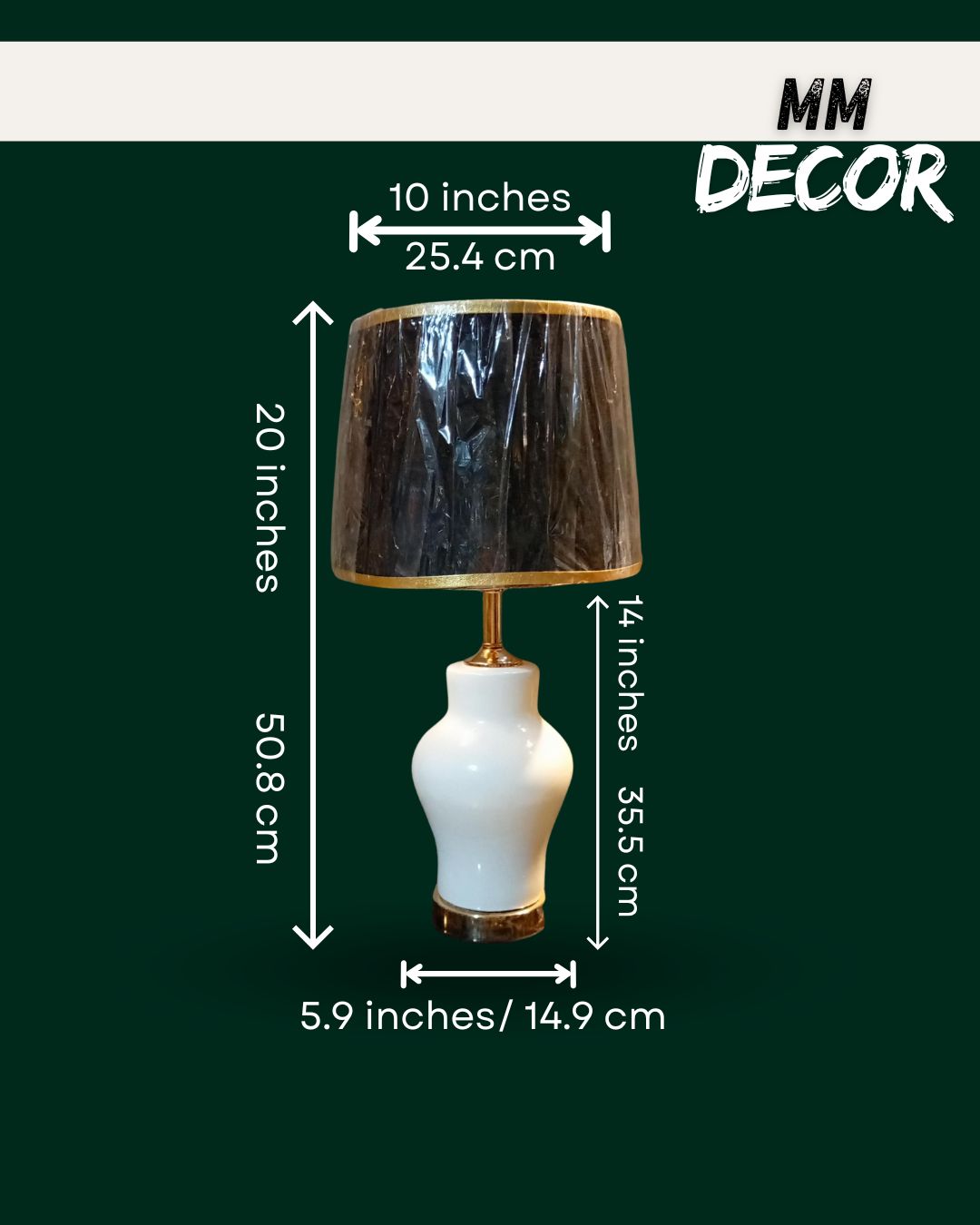 Premium Handmade Ceramic Table Lamp – Modern Decorative Lighting for Living Room, Bedroom, Office – High-Quality Glazed Finish