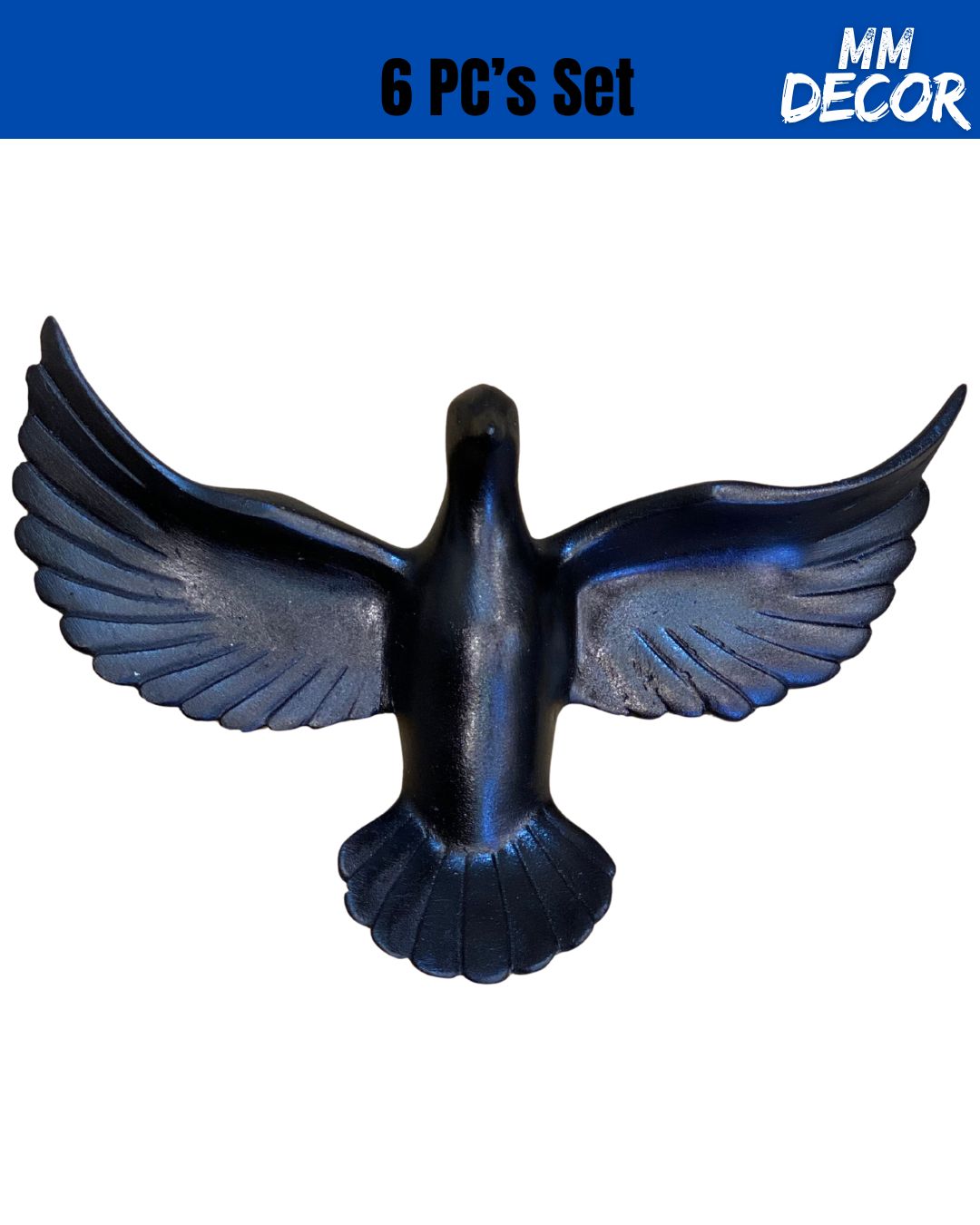 6-Piece Resin Flying Bird Wall Decor Set – Elegant Black Finish | Modern 3D Wall Art for Home, Living Room, Bedroom, Office & Garden