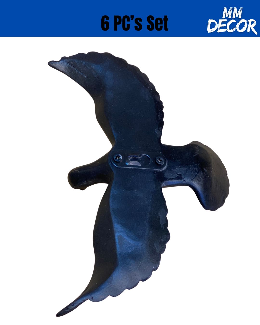 6-Piece Resin Flying Bird Wall Decor Set – Elegant Black Finish | Modern 3D Wall Art for Home, Living Room, Bedroom, Office & Garden
