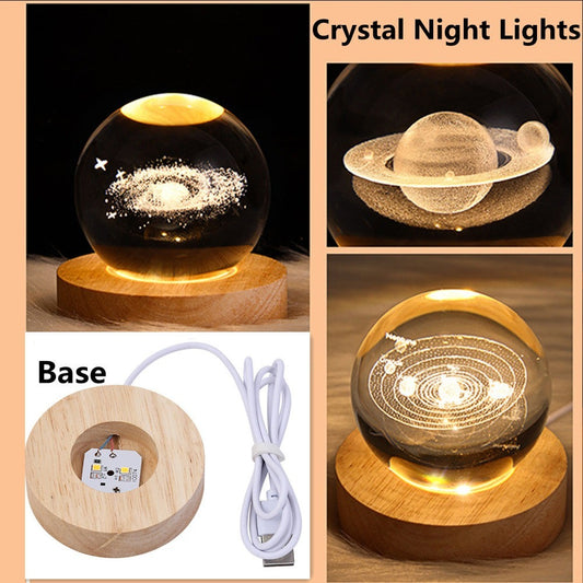 Galaxy Moon Lamp Crystal Ball Night Light – 3D Astronaut & Planet USB LED Table Lamp | Kids Bedroom Decor, Gift Light
